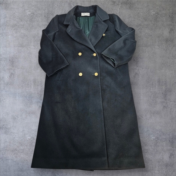 Vintage 80s Forecaster Emerald Green Double Breasted Wool Trench Coat Size 10 - Picture 12 of 12